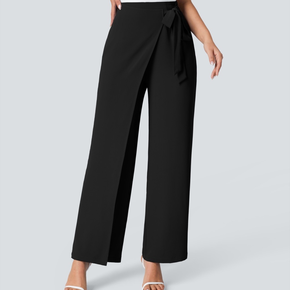 Halara high waisted tie side wide leg work pants